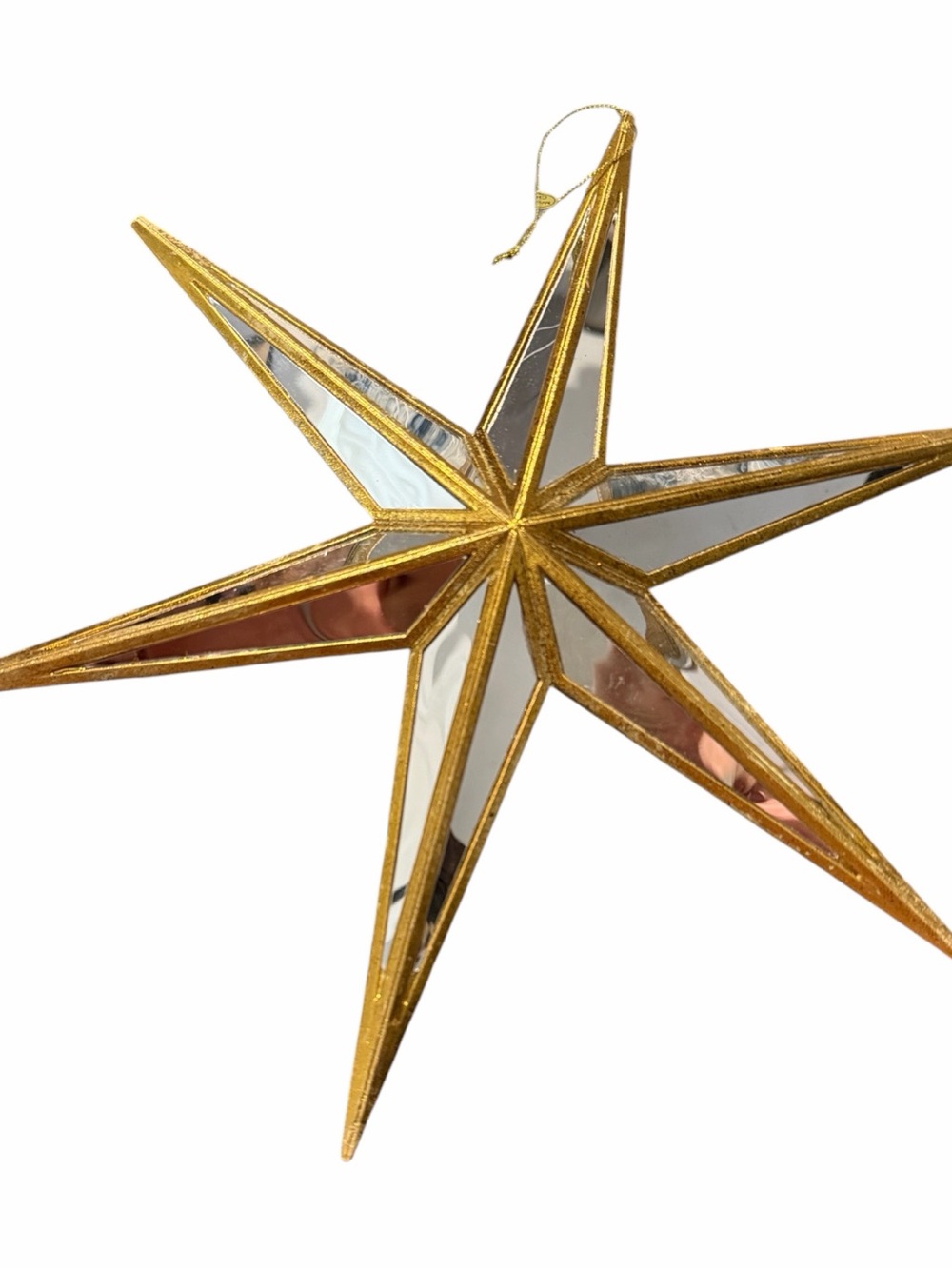 Gold Star Christmas Ornament Hanging Decor Celestial Mirrored